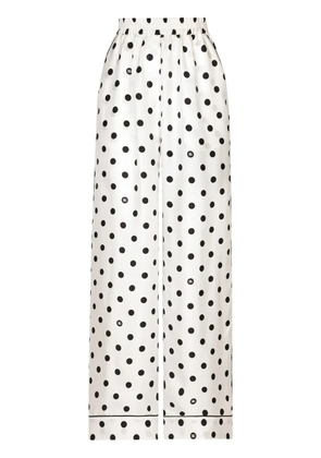 Dolce & Gabbana polka dot-print silk pajama trousers - White