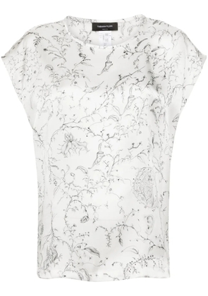Fabiana Filippi Fabula-print silk satin blouse - White