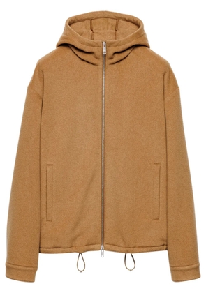 Prada camel-hair hoodie jacket - Brown