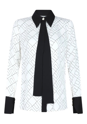 Elisabetta Franchi geometric-print tie-neck shirt - White