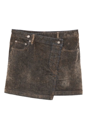 Juun.J asymmetric denim skirt - Brown
