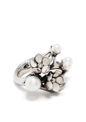 Shaun Leane Cherry Blossom diamond pearl ring - Silver