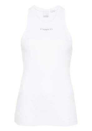 PINKO logo ribbed tank top - White