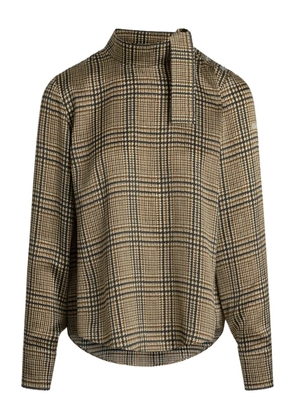Patou plaid-pattern scarf-detail blouse - Neutrals