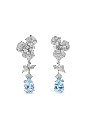 Anabela Chan rhodium vermeil and 14K white gold Orchid aquamarine and diamond earrings - Blue