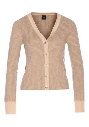PINKO ribbed V-neck cardigan - Neutrals