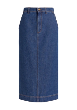 Alberta Ferretti contrast-stitching midi skirt - Blue