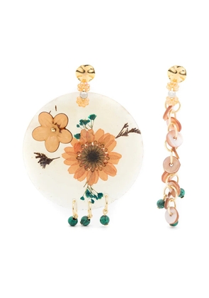 Amir Slama Bijoux floral-appliqué drop earrings - Neutrals