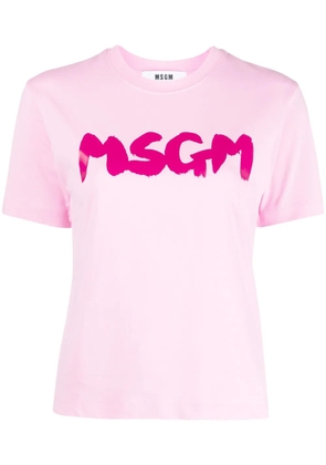MSGM logo-print cotton T-shirt - Pink