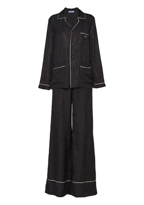 Prada embroidered twill pajamas - Black