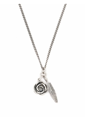 Emanuele Bicocchi rose and feather pendant necklace - Silver