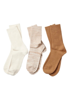 RoToTo organic cotton ribbed socks (pack of three) - Neutrals