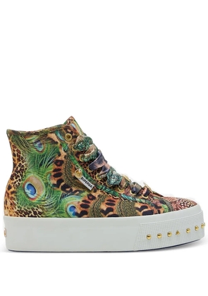 Camilla x Superga peacock print studded sneakers - Green