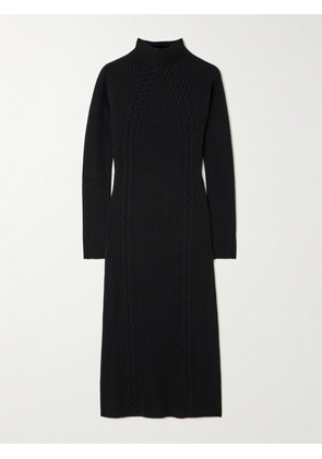 Max Mara - Zelanda Cable-knit Wool And Cashmere-blend Turtleneck Midi Dress - Black - x small,small,medium,large,x large