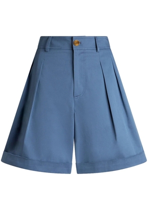 ETRO pleat-detailing cotton-blend shorts - Blue