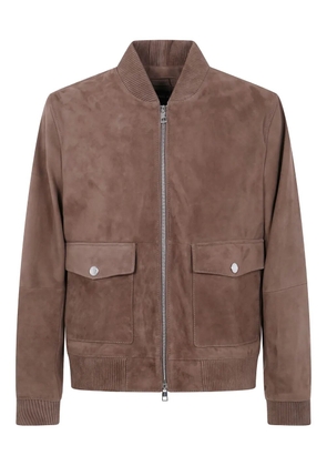 Michael Kors ribbed-cuff suede bomber jacket - Brown