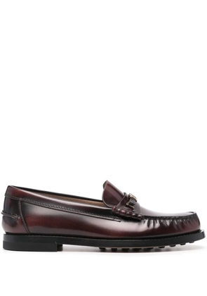 Tod's moc-stitching leather loafers - Red