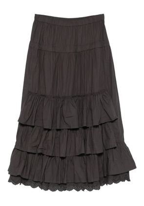 Open YY rolled waist tiered maxi skirt - Black