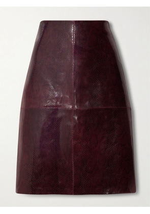 RÓHE - Paneled Snake-effect Patent-leather Midi Skirt - Burgundy - FR 34,FR 36,FR 38,FR 40,FR 42,FR 44