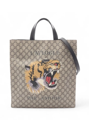 Gucci Pre-Owned 2016-2025 GG Canvas Supreme Tiger Satchel tote bag - Brown