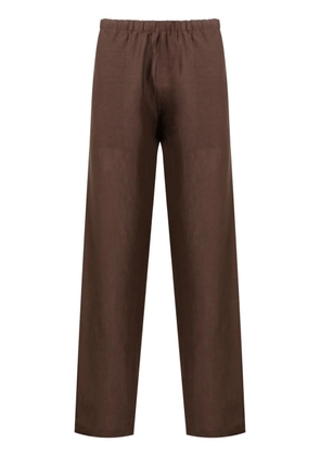 Amir Slama elasticated-waistband linen trousers - Brown