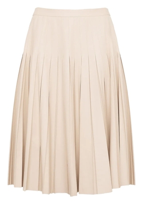 Yves Salomon pleated leather midi skirt - Neutrals