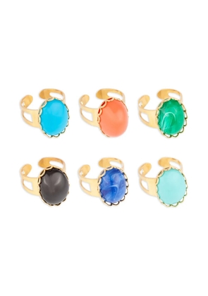 Susan Caplan Vintage 1990s gold-plated ring set (set of six)