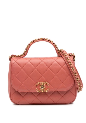 CHANEL Pre-Owned 2019 Quilted Lambskin Chain Infinity Top Handle Bag satchel - Pink