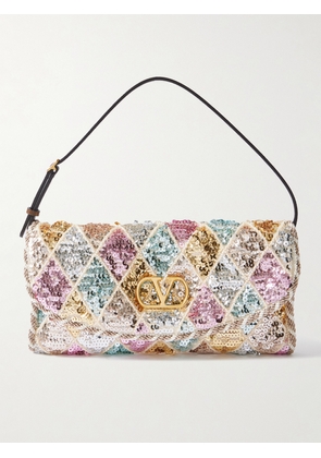 Valentino Garavani - Vain Embellished Moiré Shoulder Bag - Gold - One size