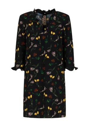 Marni floral-print ruffled mini dress - Black