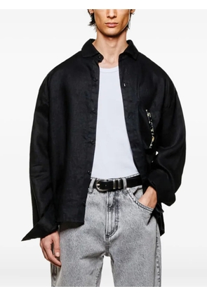 MKI Miyuki Zoku logo-embroidered linen shirt - Black