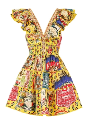 Camilla neck-frill mini dress - Yellow
