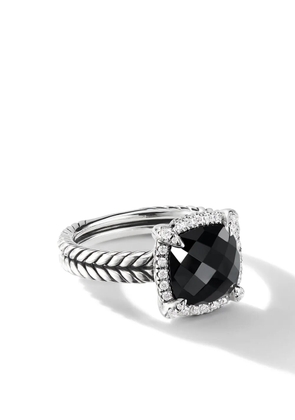 David Yurman sterling silver Chatelaine Pavé onyx and diamond ring (9mm)