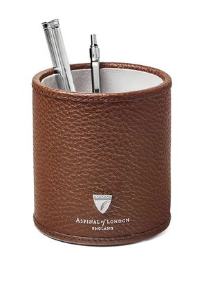 Aspinal Of London round pen pot (10.2cm x 9.1cm) - Brown