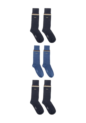 Paul Smith logo-embroidered socks (set of three) - Blue