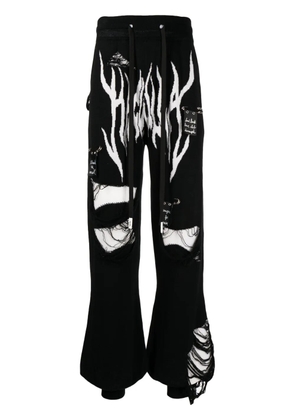 Haculla intarsia-knit distressed track pants - Black