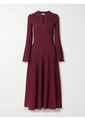 SIMKHAI - Genna Ribbed-knit Midi Dress - Burgundy - x small,small,medium,large,x large