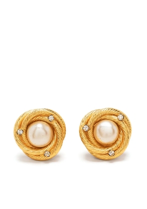 CHANEL Pre-Owned 1993 embellished faux-pearl clip-on earrings - Gold