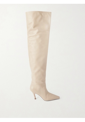 Amina Muaddi - Jamie Leather Over-the-knee Boots - Ivory - IT36,IT36.5,IT37,IT37.5,IT38,IT38.5,IT39,IT39.5,IT40,IT40.5,IT41,IT41.5,IT42