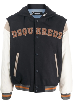 DSQUARED2 layered hooded varsity jacket - Blue