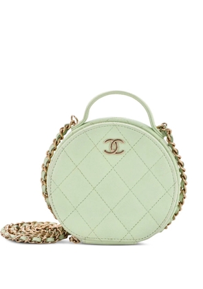 CHANEL Pre-Owned Handle with Care Round Vanity Case with Chain Quilted Caviar Small crossbody bag - Green