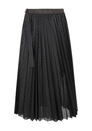 sacai striped pleated skirt - Black