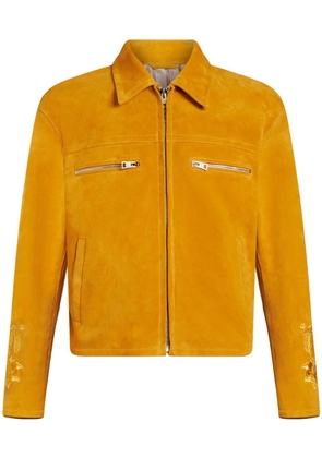 ETRO Pegaso-embroidered suede jacket - Yellow