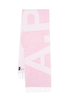 A.P.C. intarsia-knit logo scarf - Pink