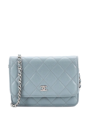 CHANEL Pre-Owned Wallet on Chain Quilted Caviar Mini crossbody bag - Blue