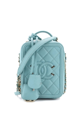 CHANEL Pre-Owned Filigree Vertical Vanity Case Quilted Caviar crossbody bag - Blue