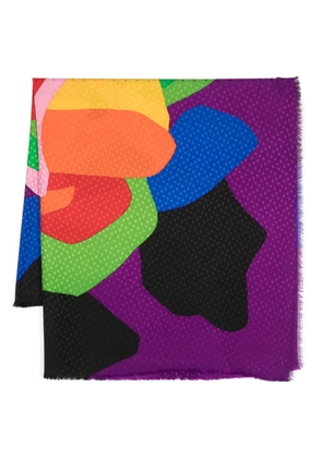 Saint Laurent Pre-Owned 1980s graphic-print silk scarf - Blue