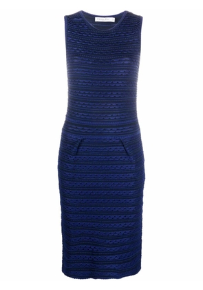Christian Dior Pre-Owned 2010s scalloped effect knitted dress - Blue