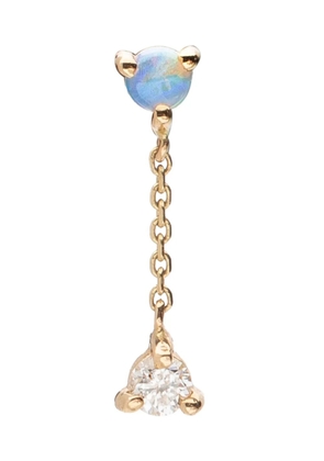 WWAKE 14kt recycled yellow gold small Two Step opal and diamond drop earring