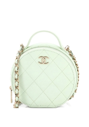 CHANEL Pre-Owned Handle with Care Round Vanity Case with Chain Quilted Caviar Small crossbody bag - Green